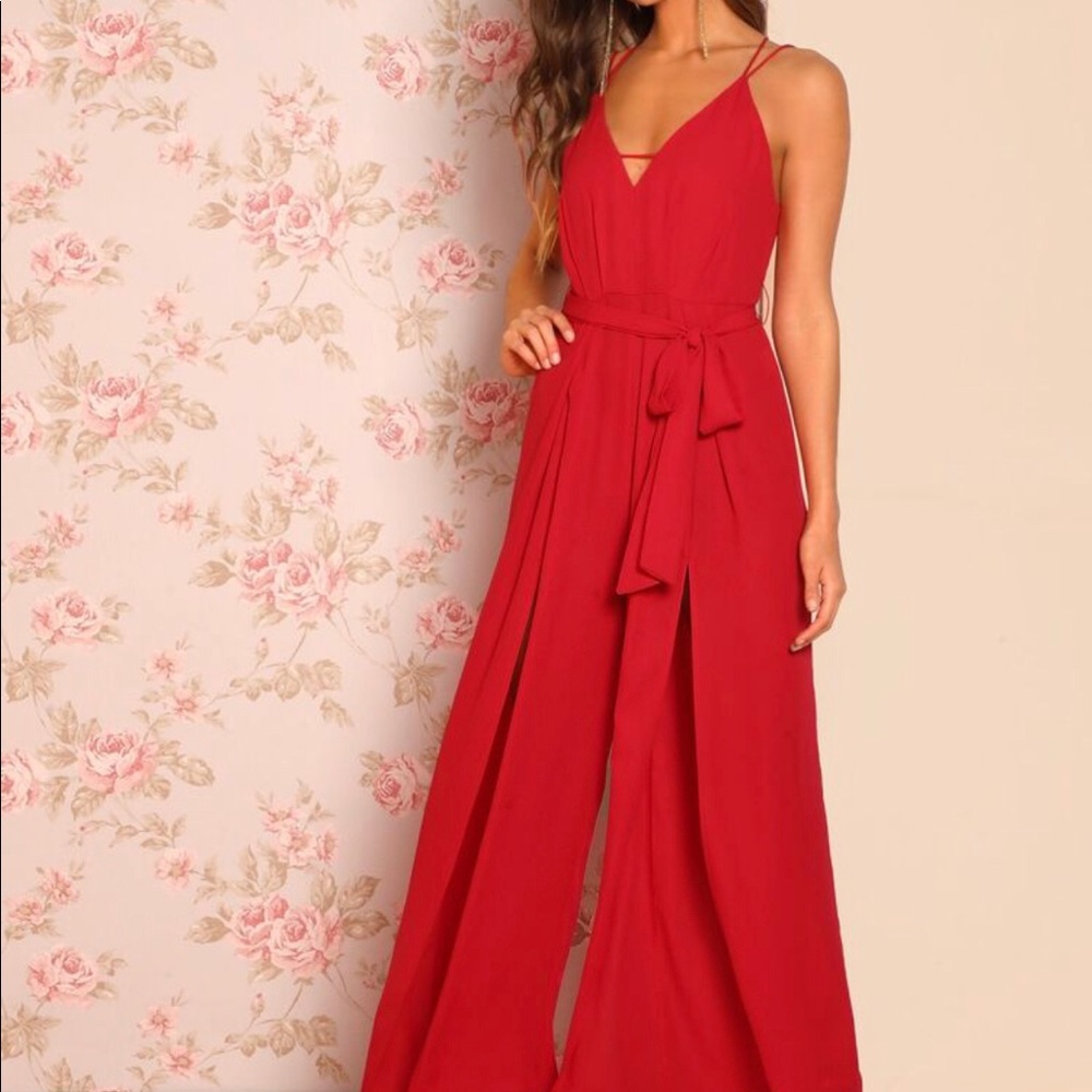 Crisscross Back Overlap Leg Cami Jumpsuit
